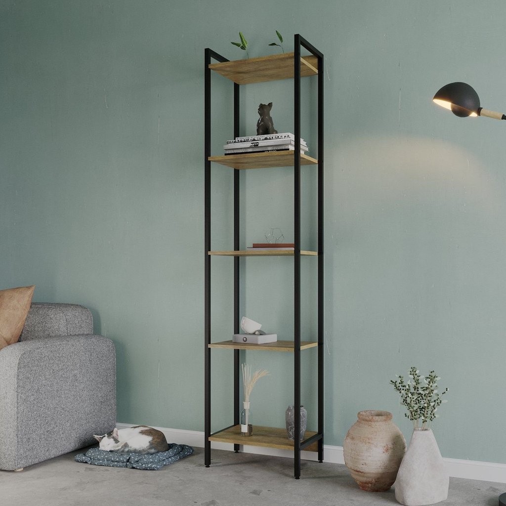 Estante de Livros Industrial Aço 45CMX187CM Multiuso 5 Prateleiras Active Yescasa Marrom Lâmina Mel
