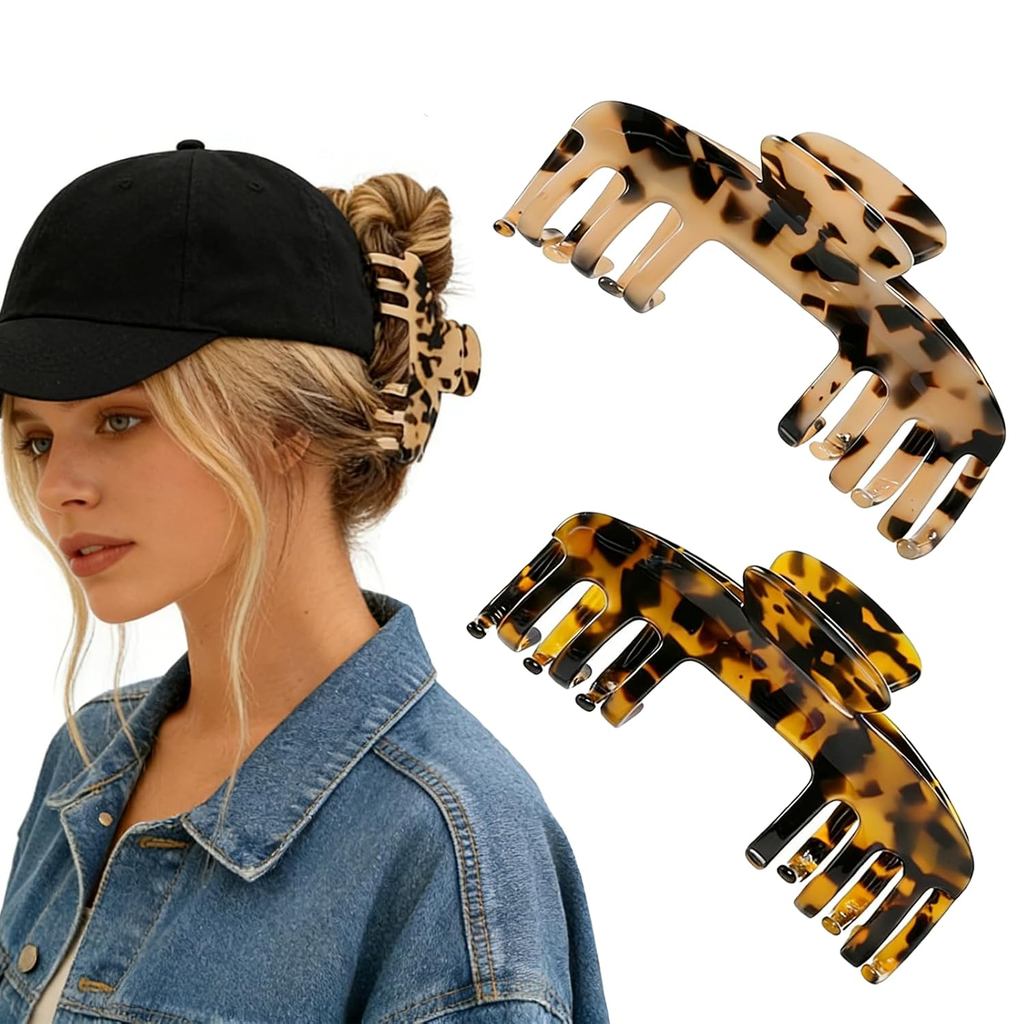 2 Pcs Hat Claw for Women, Large Claw Clip for Hat & Baseball Cap Friendly Hair Clips, Cap Clips for Hair And Baseb