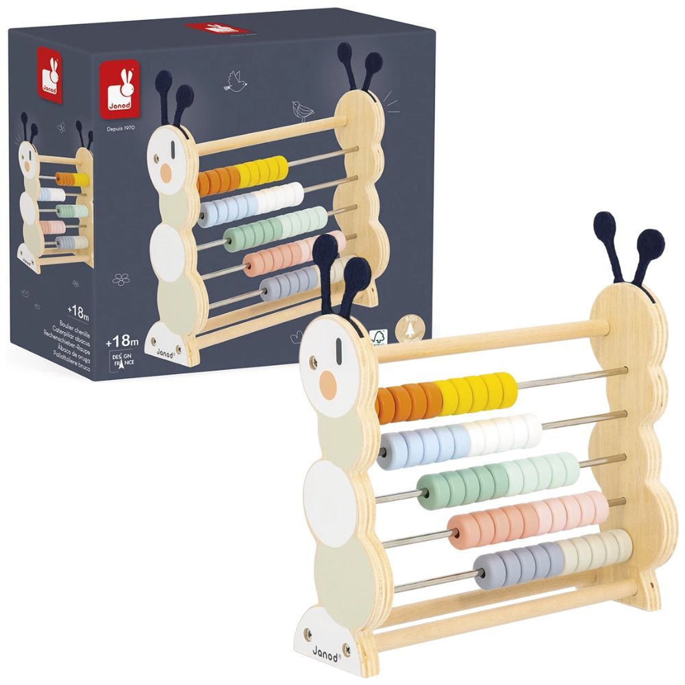 Brinquedo Educativo Ábaco em Madeira Montessori Janod para Coordenação e Aprendizado Infantil