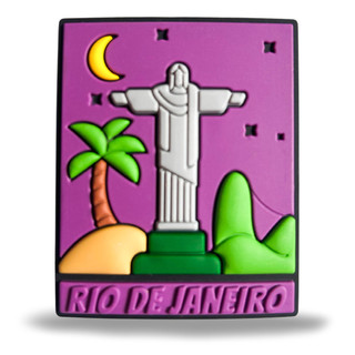 Imã Souvenir Cristo Redentor Noite Rio De Janeiro Para Decoração E Colecionadores