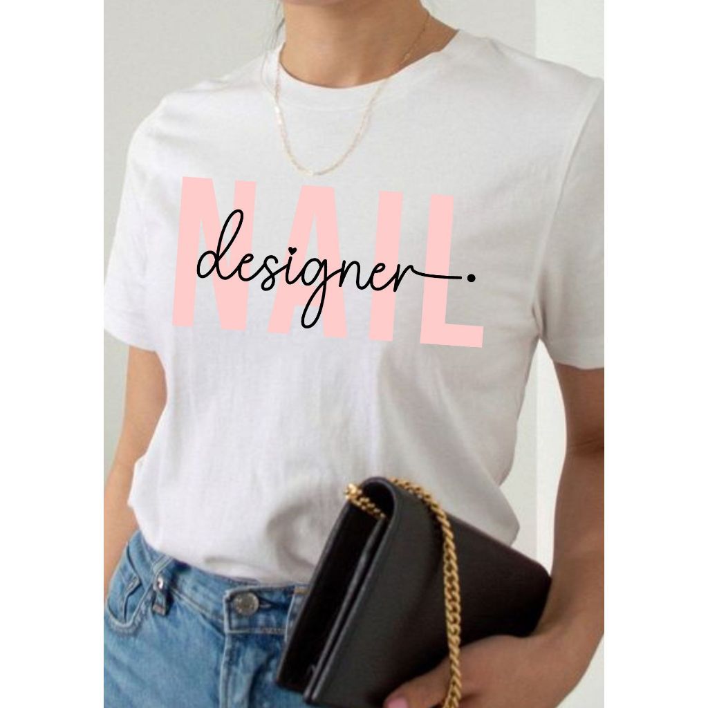 T-Shirt Camiseta Feminina Nail Designer Manicure Designer Unhas Vários Modelos — imagem 2 de 2