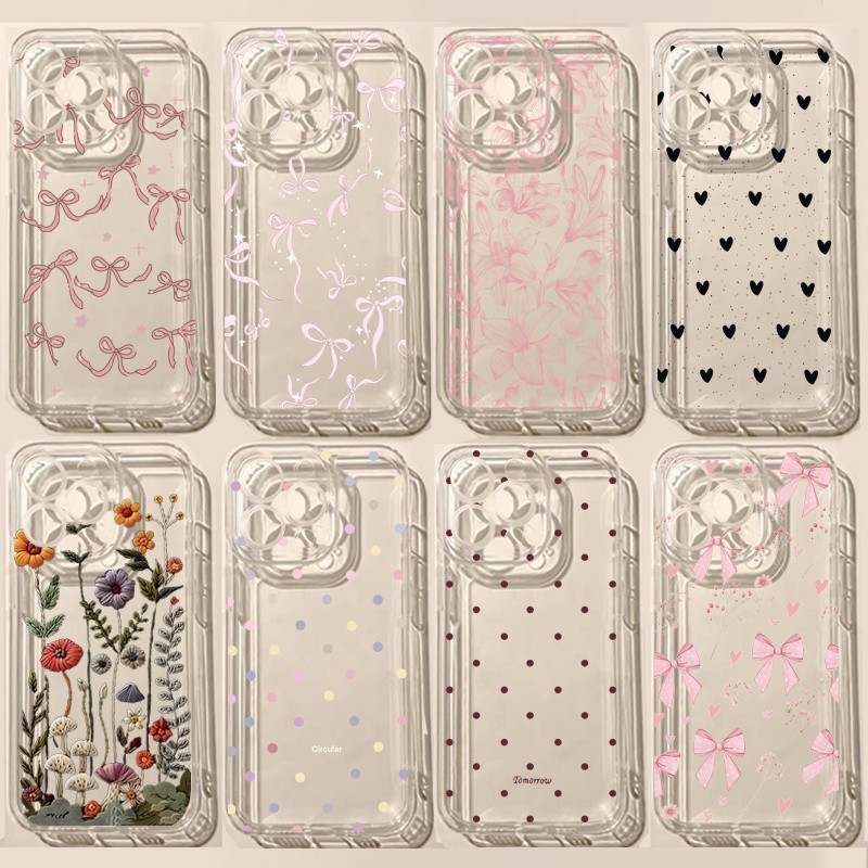 Arco Coração Flor Transparente Caso De Telefone Para Samsung Galaxy A07 A54 A55 A34 A35 A53 A24 A14 A15 A25 A04 A04E TPU