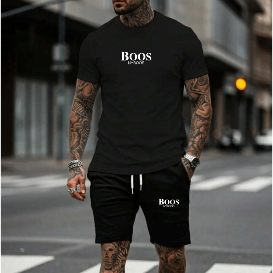 Conjunto Camiseta em Algodão + Shorts Tactel Estampados Esportivo Casual Streetwear Estampa