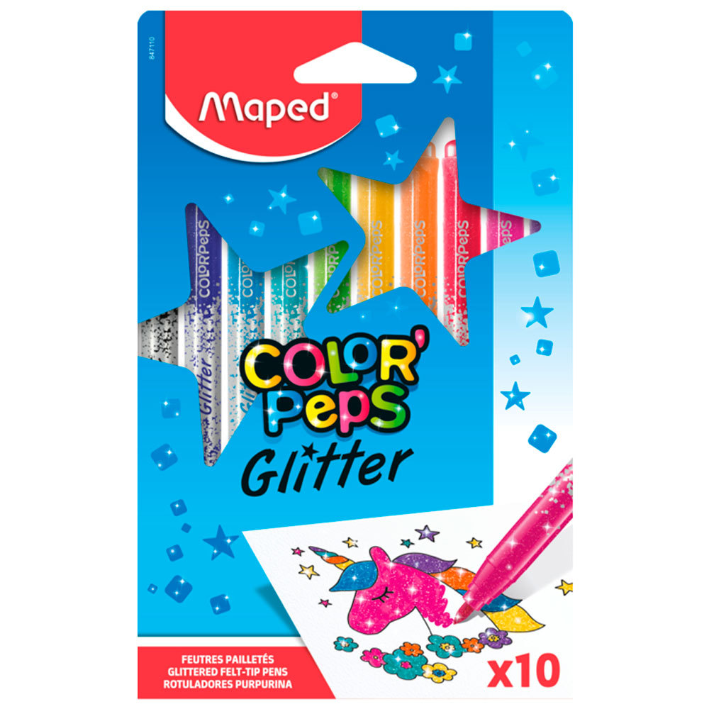 Caneta hidrográfica Color'Peps Glitter com 10 cores 847110 Maped
