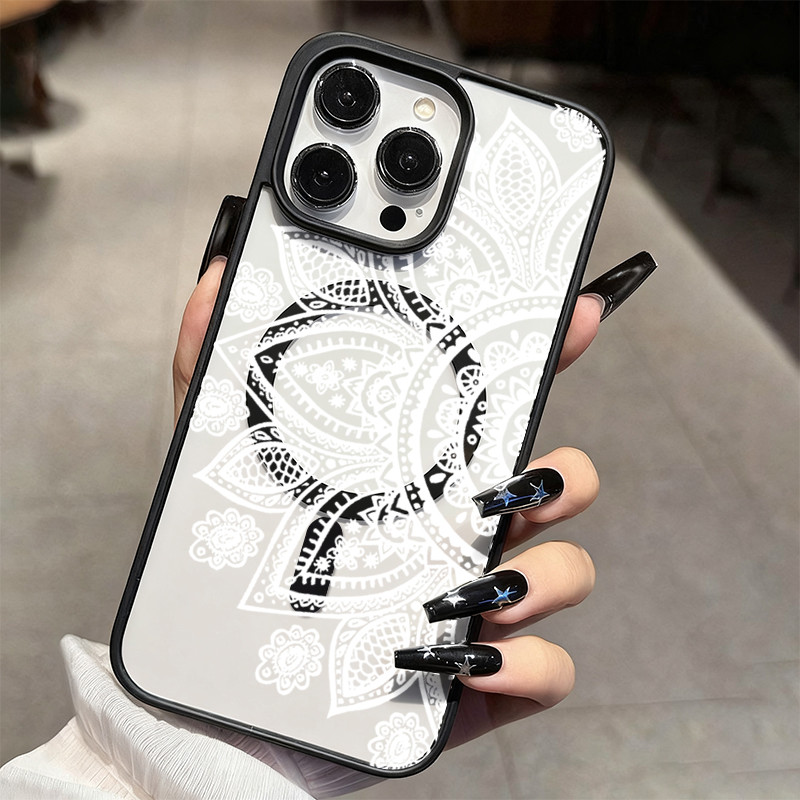 Elegante Flor Branca Magnética Caso De Telefone Para Samsung Galaxy A06 A16 A26 A36 A54 A55 A56 A57 A35 A07 A17 A37 Capa
