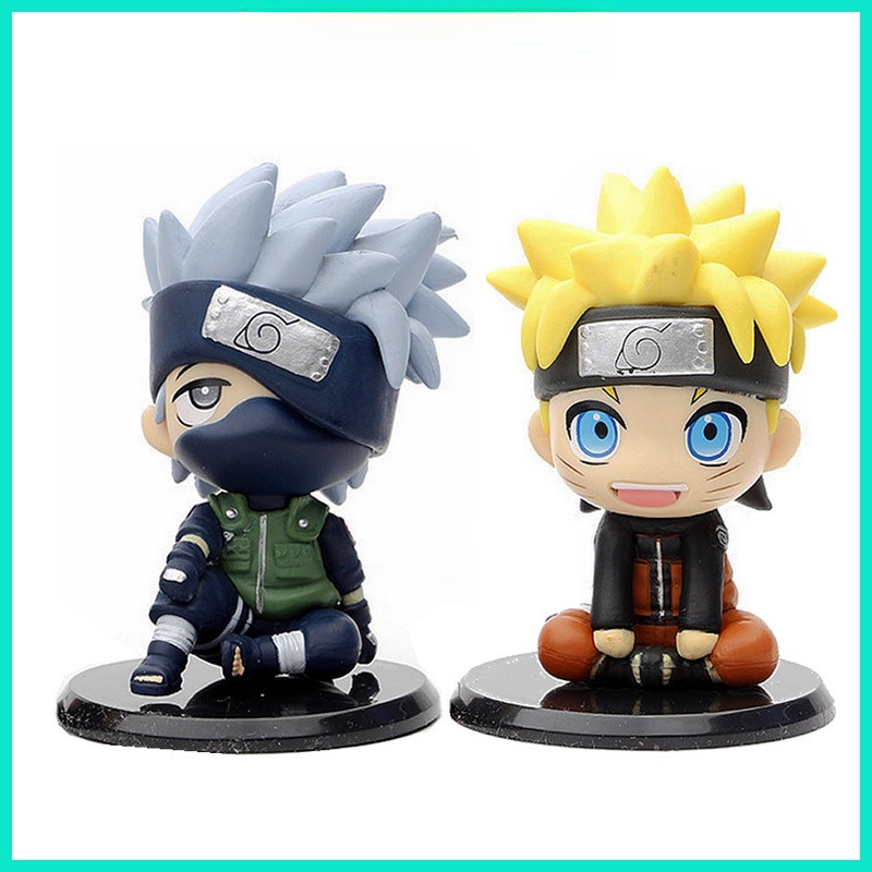 KLYS 2pcs Anime Versão Q NARUTO Uzumaki Kakashi Action Figure PVC Modelo