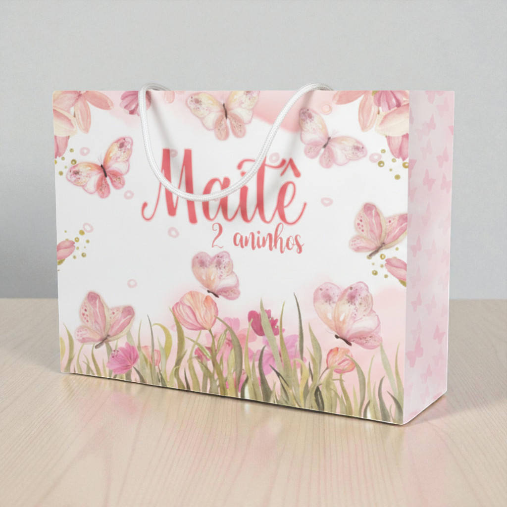SACOLA JARDIM DAS BORBOLETAS Personalizado | Sacolinha | Lembrancinha | Mimos | Aniversário JARDIM DAS BORBOLETAS