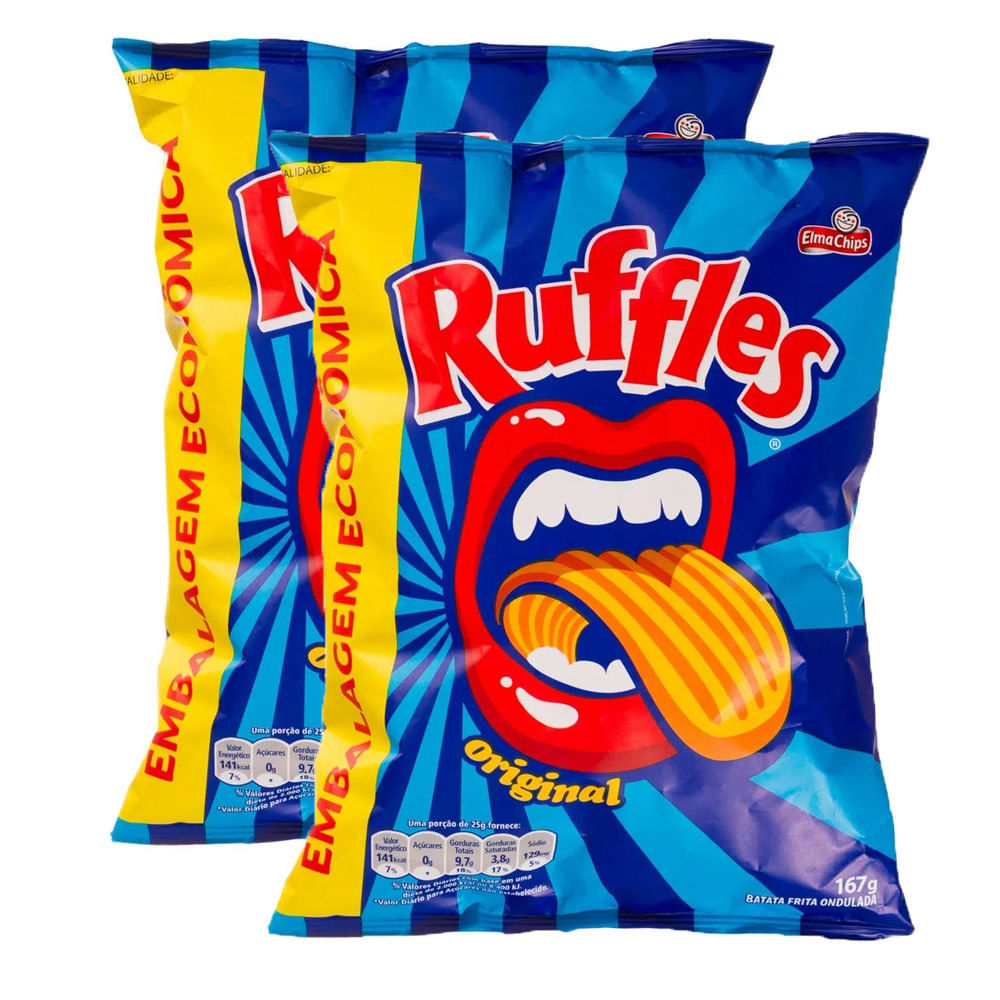Kit 2 Batata Ruffles Elma Chips Sabor Original 167g