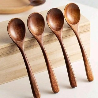 Conjunto de Colheres de Madeira Natural, 4/6 Peças, Múltiplas Especificações, Duráveis e Ecológicas, Colheres de Cozinha