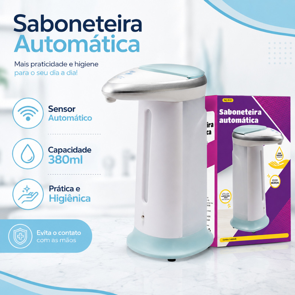 Saboneteira Automática Com Sensor Para Sabonete Líquido/Gel 380ml Western