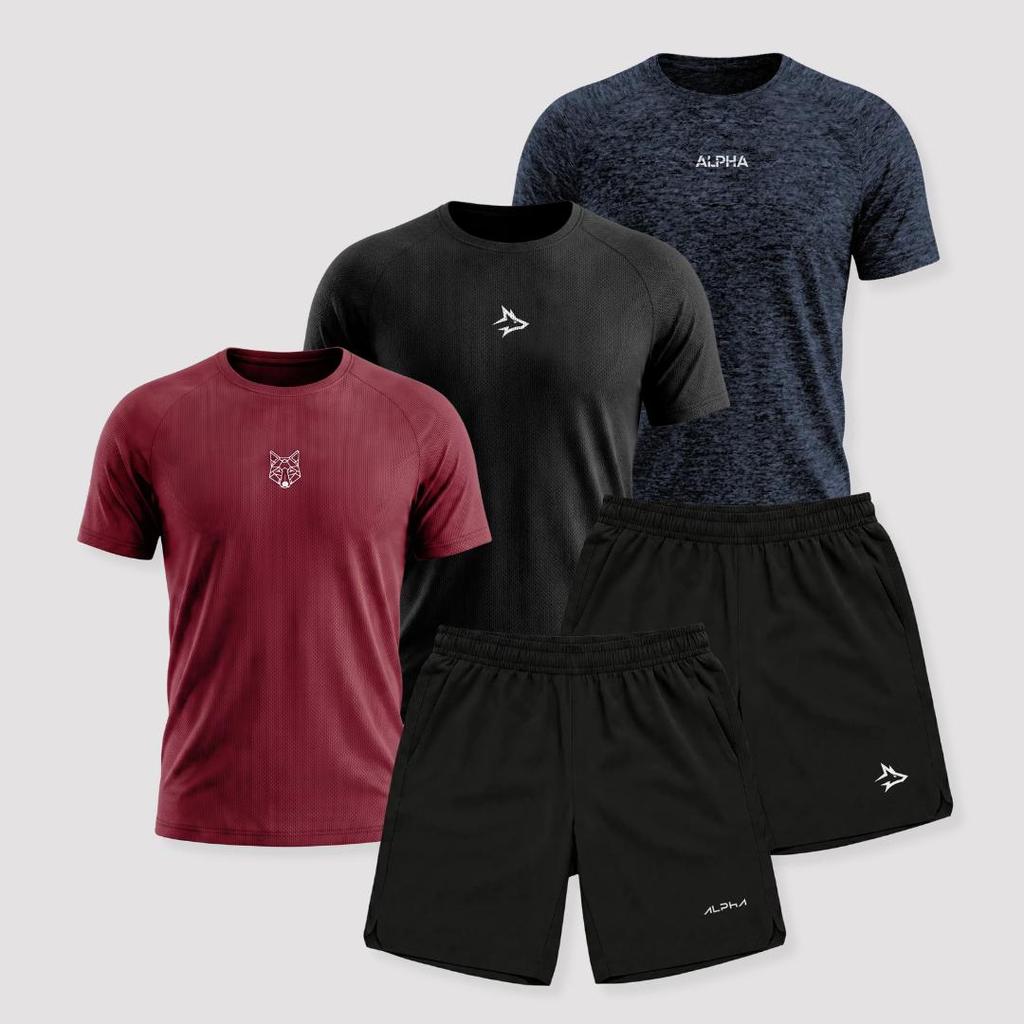 Kit 5 Peças Dry Academia Treino Esportes Alpha