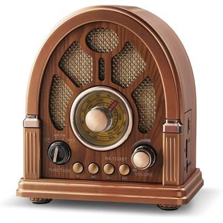 Rádio Retrô Estilo Catedral com Alto-falantes Integrados, Design Elegante e Vintage, 3 Bandas FM/AM/SW, Antena Ajustável