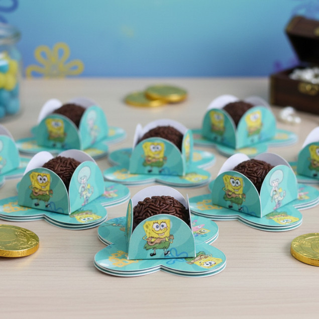 100 Forminhas Brigadeiro Bob Esponja Docinho Para Festas Aniversários Eventos Doces Confeitaria Brigadeiro