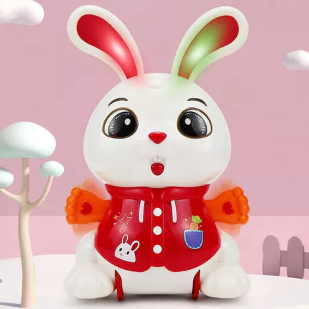 Coelho Dançante Elétrico Brinquedo Giratório De 360 Graus Com Luz E Música , Dançarina De Pelúcia De Fofo Para