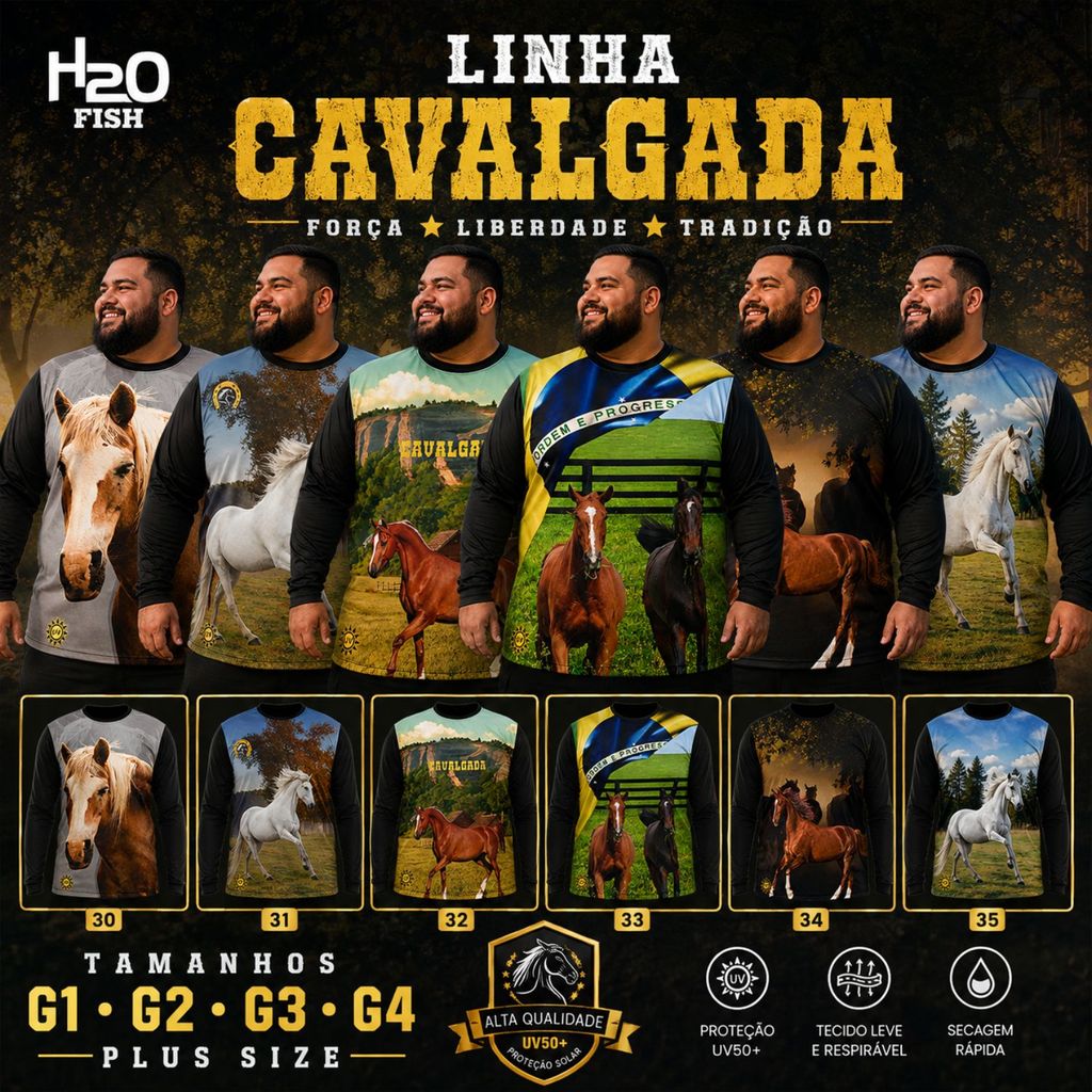 Camisa Camiseta Plus Size Masculino/Feminino Cavalo Muladeiros Proteçao solar UV