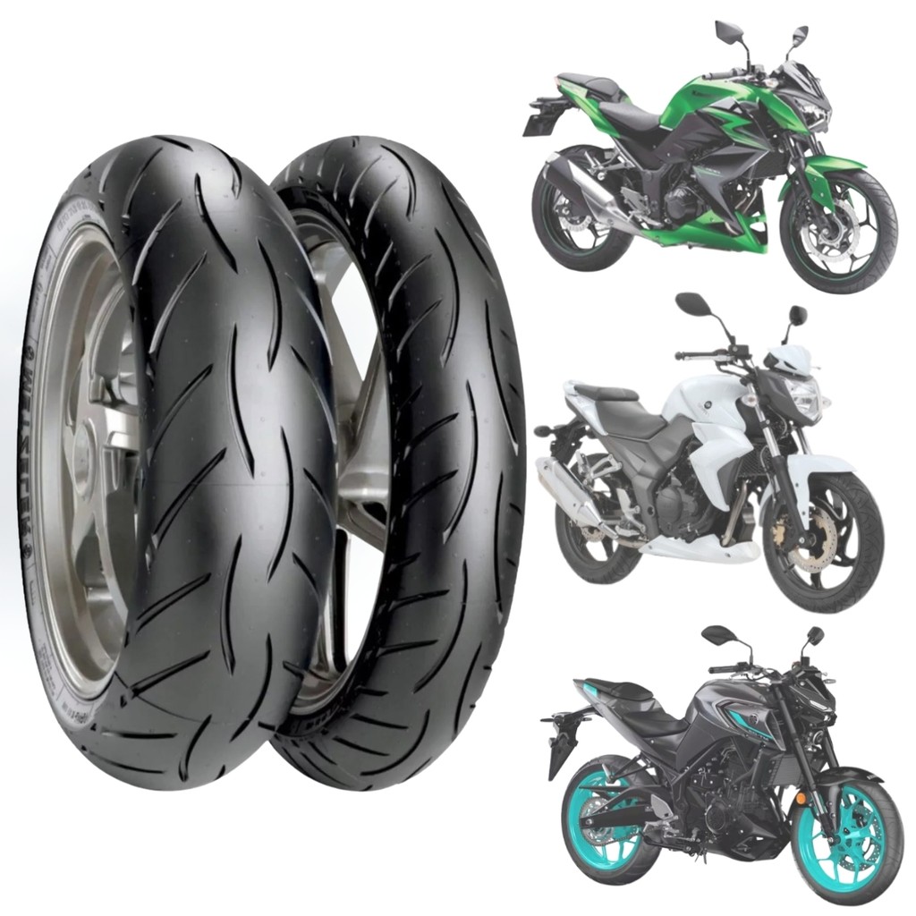 PAR PNEU 110/70R-17 54H + 140/70R-17 66H METZELER SPORTEC M5 INTERACT SEM CAMARA MT03 R3 Z300 NINJA 300 CB 250F Twister