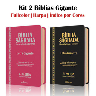 Kit 2 - Bíblia Sagrada - Luxo Pink e Preta | ARC - João Ferreira de Almeida - Harpa e Índice por Cores