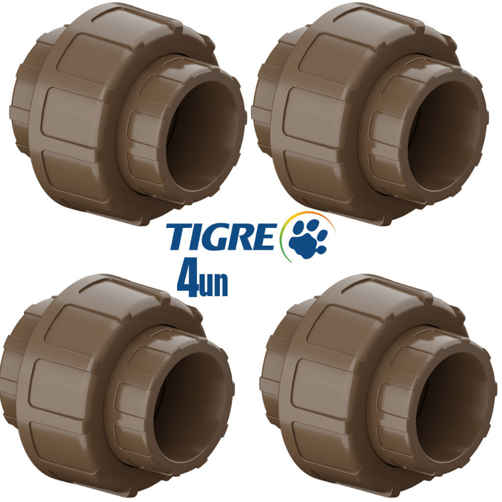 Kit 4 União Soldável 50mm Tigre PVC Água Fria 1,1/2" Tubulação Motobomba Construção Encanamento
