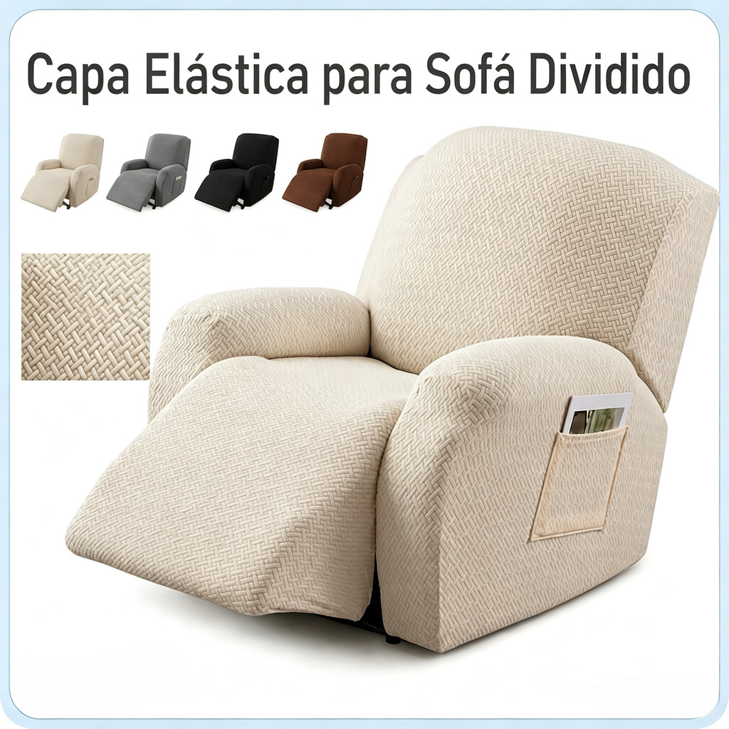 Capa para Sofá Reclinável e Poltrona Elástica Lavável Ajustável Antipoeira Protetora para Móveis