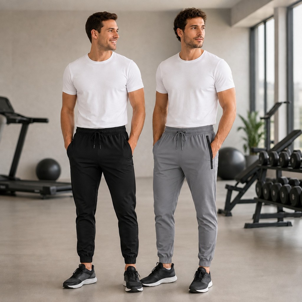 Kit 2 Calça Masculina Jogger Com Elastano Academia Esportiva Fitness Slim Dry Fit Leve