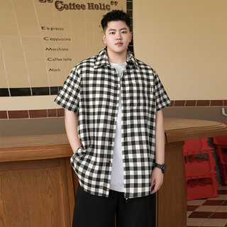THE PANG Street Wear Plus Size Roupas Masculinas 2024 Verão Novo Estilo Camisa Xadrez Manga Curta Gorda Solta Camisa Cas