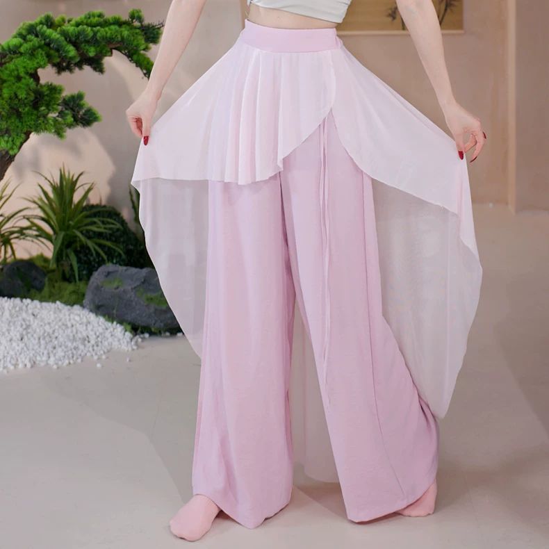 2026 dança moderna gaze de seda gelo calças de dança elegantes prática diária dança chinesa calças de dança clássica 202