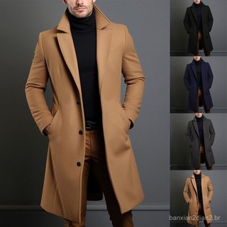Casaco Longo De Lã Preta Quente Com design Trespassado .