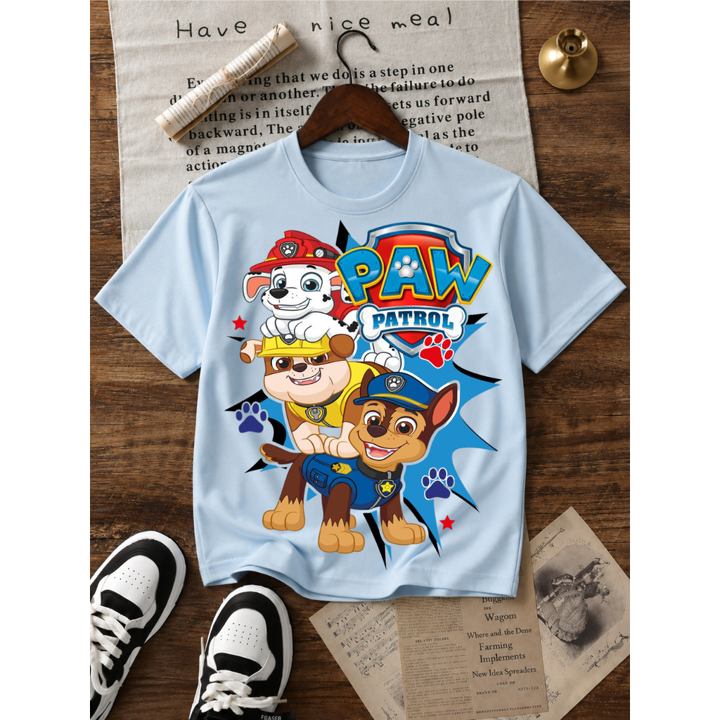 Camiseta Infantil Patrulha Canina Menino Estampa Personagens Marshall Chase Rubble Roupa Infantil