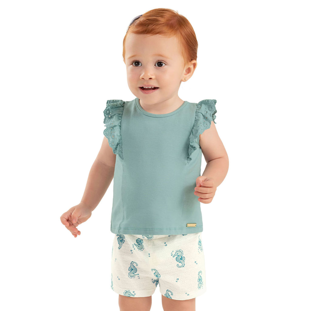Conjunto Bebê Menina Estampa Marinha Colorittá Verde