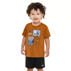Conjunto Infantil Menino Desenho Navy Elian Marrom