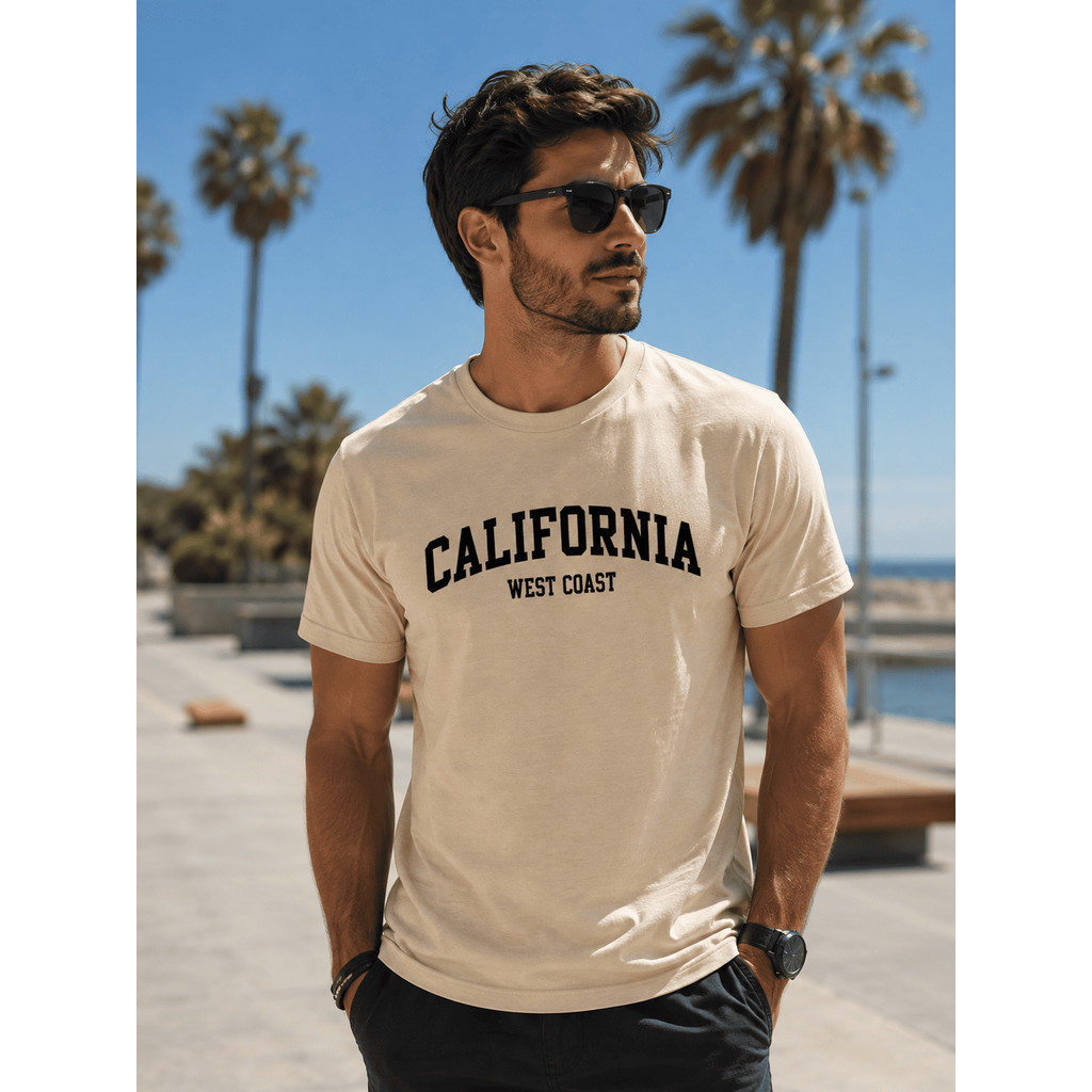 Camiseta Estampada California Masculina 100% Algodão Premium Macia Leve Casual
