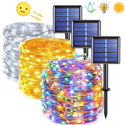 Cordao De 300 Leds Solar 12M/22/32 USO EXTERNO Promoção Natal Externo Fixo E 8 Funções Prova D'água Cordão Luzes