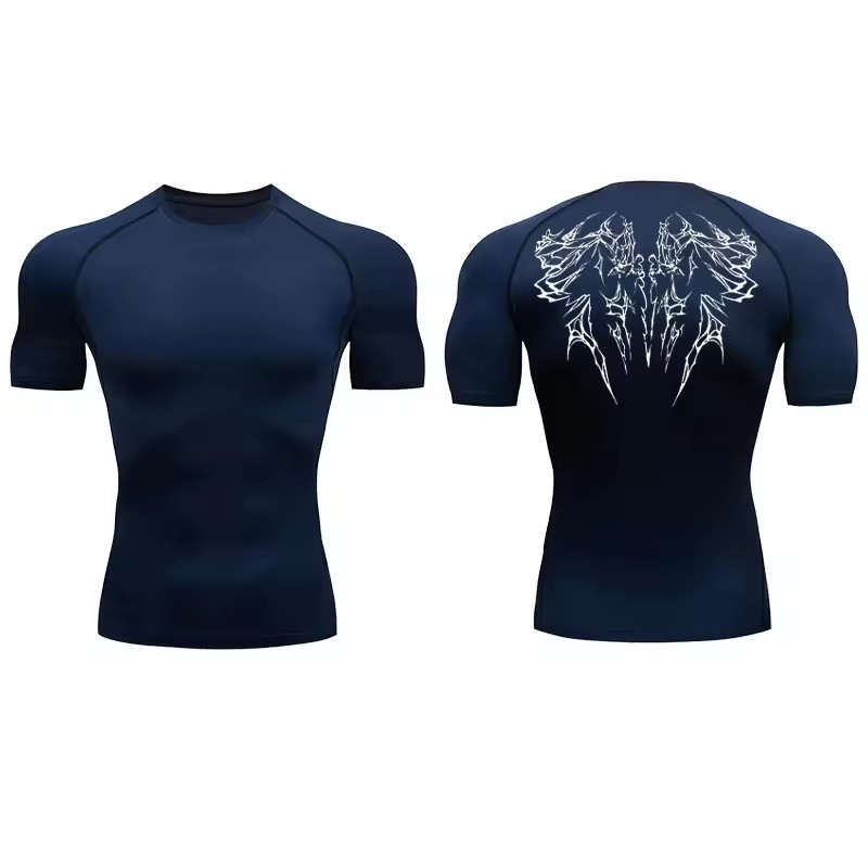 Camiseta De Compressão apertada treino gotica simbolo geek Manga Curta Academia Treino Esportiva Masculino