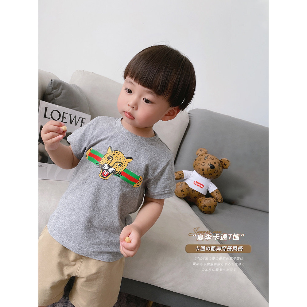 2022 verão crianças de manga curta puro algodão roupas influenciador moda menino bebê camiseta dos desenhos animados em 