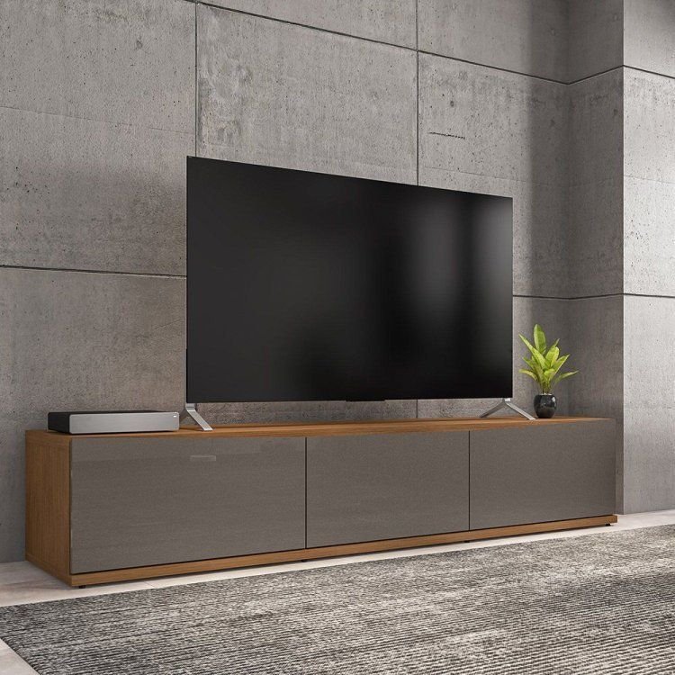 Rack para TV até 60 Polegadas MDF 180cm 2 Portas 1 Gaveta Eros Cinza Cinza Perola/Cedro