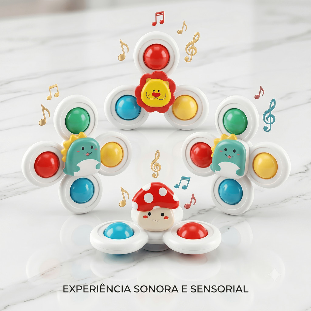 Brinquedo Sensorial Giratório com Ventosa para Bebês e crianças | Educativo, Divertido e Seguro