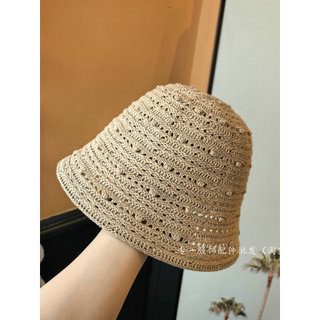 Japonês simples malha balde chapéu feminino 2026 novo estilo dobrável oco respirável protetor solar chapéu primavera ver