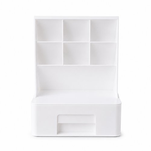 Organizador Multiuso Mesa Plástico Branco Compacto Prático Espaço Escritório Doméstico Armazenagem Fácil