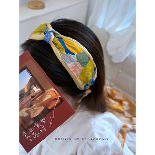 Pintura a óleo arte ~ francês Retro bandana amplo temperamento elegante Hairpin Original nicho amarelo acessórios de cab