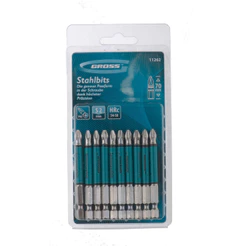 Jogo de bits phillips ph2 x 70 mm encaixe 1/4' com 10 peças - Gross