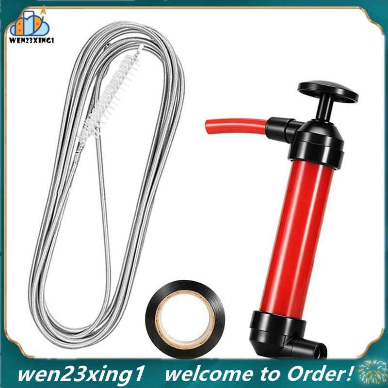 [Wen-Shop] Kit De Limpeza De Linha De Drenagem AC-Bomba De Sucção Manual Com Escova De Fio De 6M Para Manutenção Condens