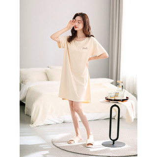 Camisola com almofada no peito feminino verão Modal manga curta estilo fino vestido de pijama de verão feminino grávida 