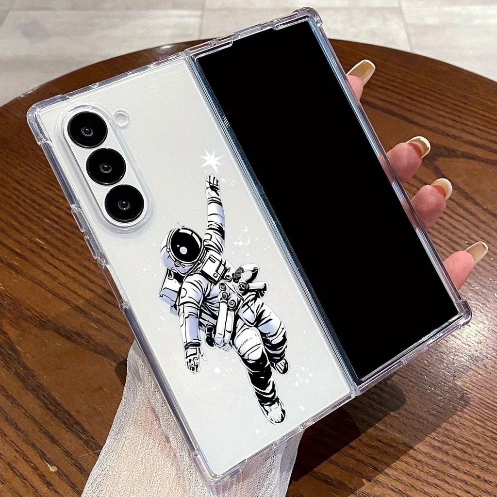 Case Capinnha Para Z Fold 5/6/7/8 / Z Fold 8 Ultra Case Transparente  astronauta Acrílica Protetor