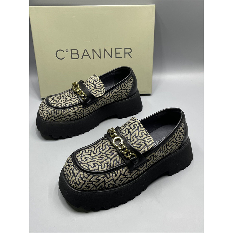 Qianbaidu shopping mesmo estilo marca retirada gabinete sapatos femininos plataforma sola estilo britânico mocassins mod