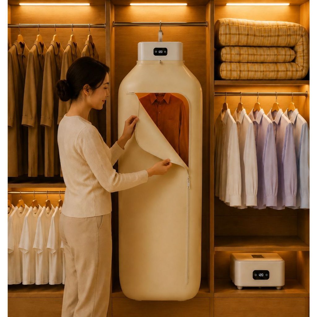 Secador Roupas Portátil Elétrico 600W/800W Dobrável Timer Digital Touch  Secagem Rápida