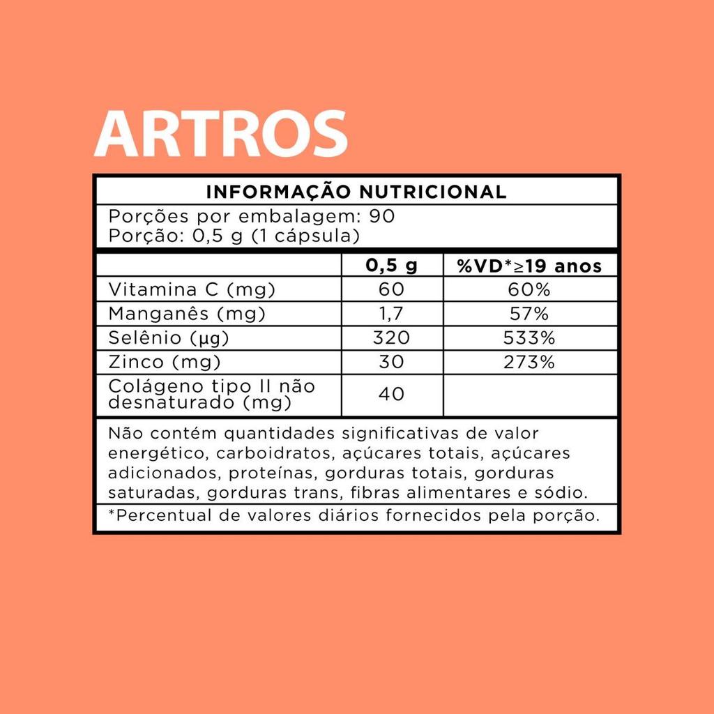 Colágeno Tipo 2 UC-II 40mg - 90 cápsulas - Artros — imagem 2 de 2