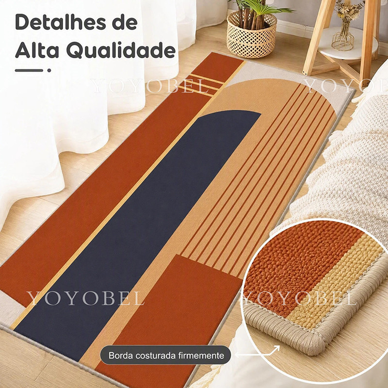 Tapete Geométrico Nórdico 50×150cm Antiderrapante para Quarto Sala Corredor BOSCO