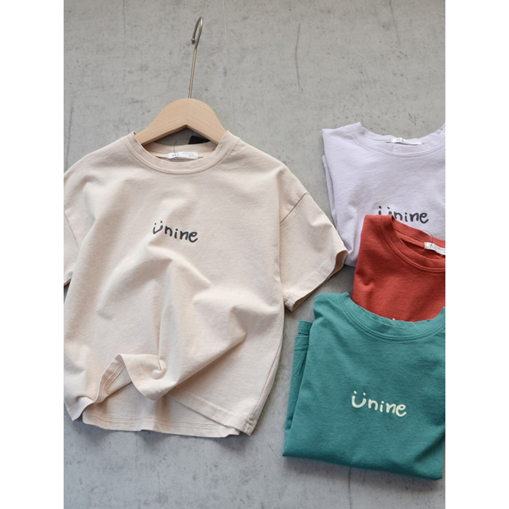 Bebê verão novos produtos meninos meninas puro algodão versão coreana Casual carta camiseta crianças confortável All-Mat