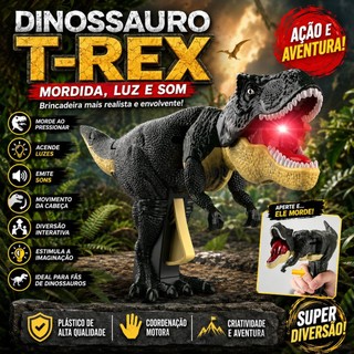 Dinossauro Tyrannosaurus Rex Simulação Com Som E Luz efeito sonoro