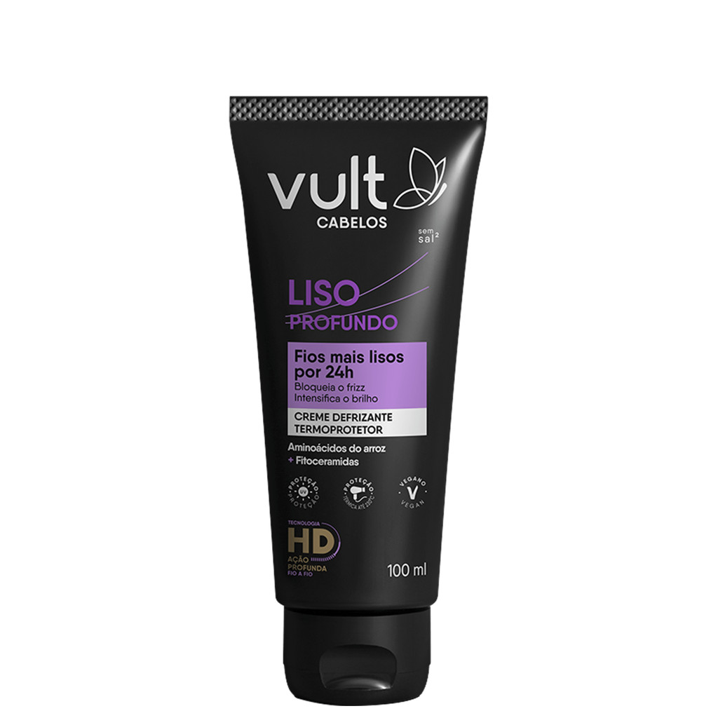 Vult Cabelos Liso Profundo - Creme Defrizante Termoprotetor 100ml